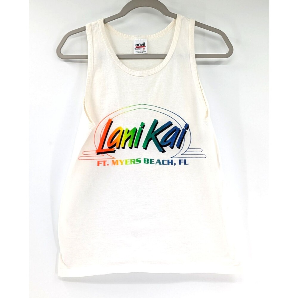 Lani Kai Ft. Myers Beach Florida Vtg Anvil Neon Bar Tank Top T-Shirt Size M